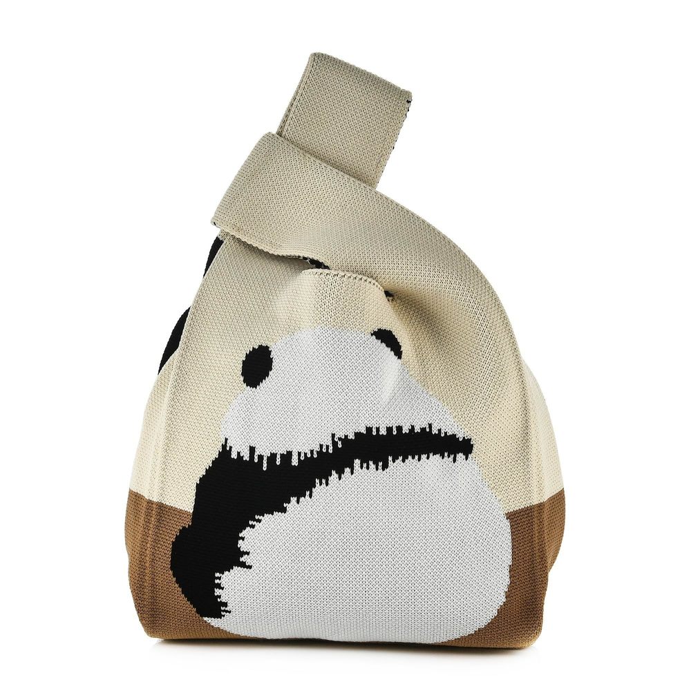 Small Crochet Hobo Purse Panda Patterns Knitted Knot Top-Handle Tote UwU